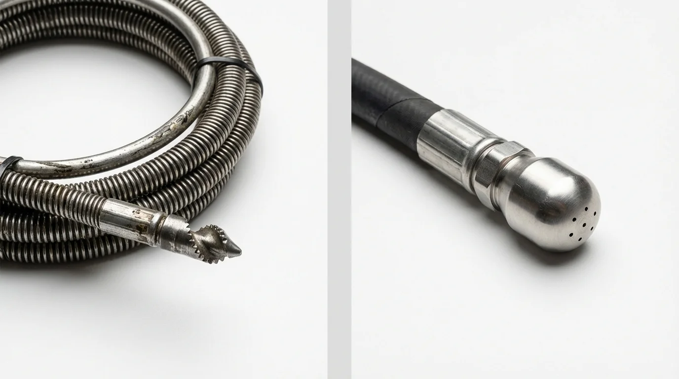 Drain snake cable and hydro jetting nozzle used for drain cleaning in Captain Cook, HI
