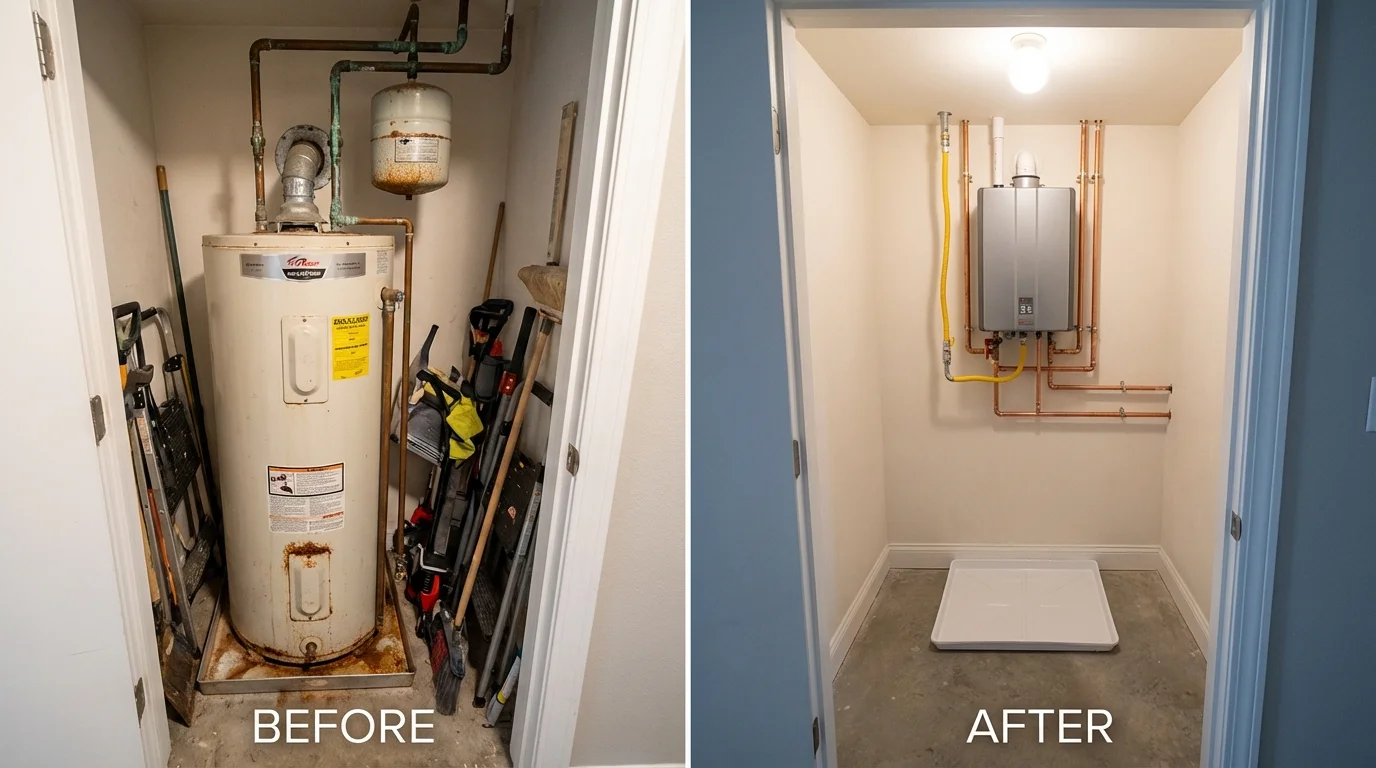 Tank water heater versus wall-mounted tankless unit comparison for Captain Cook, HI homeowners